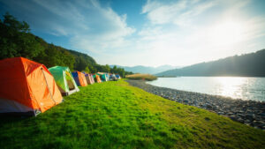 Camping proche du lac ou de l ocean