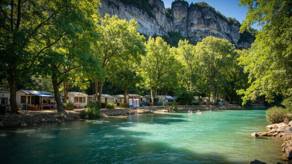 Camping en riviere en Ardche nature verdoyante